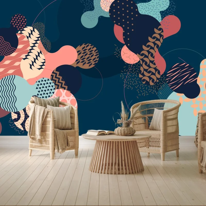 Wall mural abstract geometric pastel composition • Wallissimo®