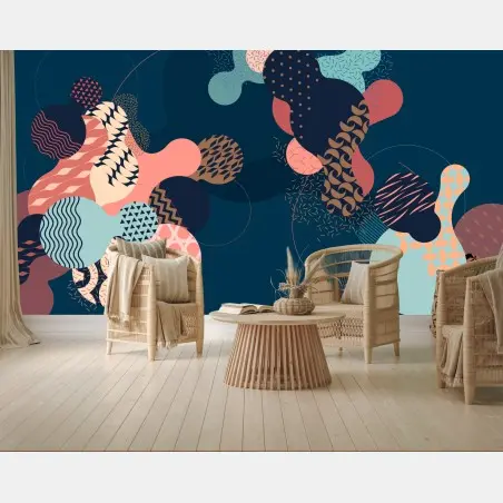 Wall mural abstract geometric pastel composition • Wallissimo®