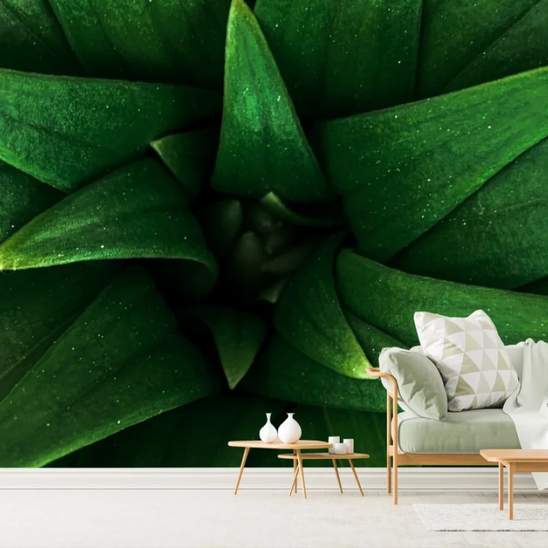Wall mural lush green leaf spiral