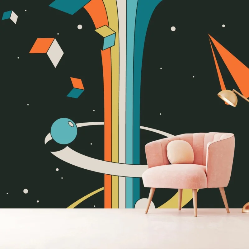 Wall mural retro geometric cosmic flow • Wallissimo® Wall mural retro geometric cosmic flow • Wallissimo®