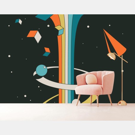 Wall mural retro geometric cosmic flow • Wallissimo®