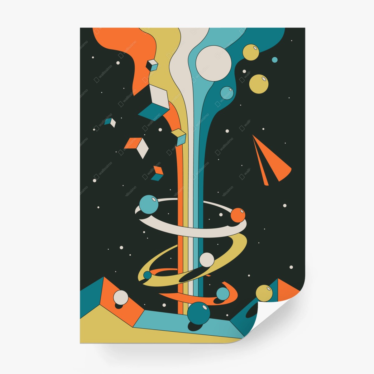 Wall mural retro geometric cosmic flow • Wallissimo®