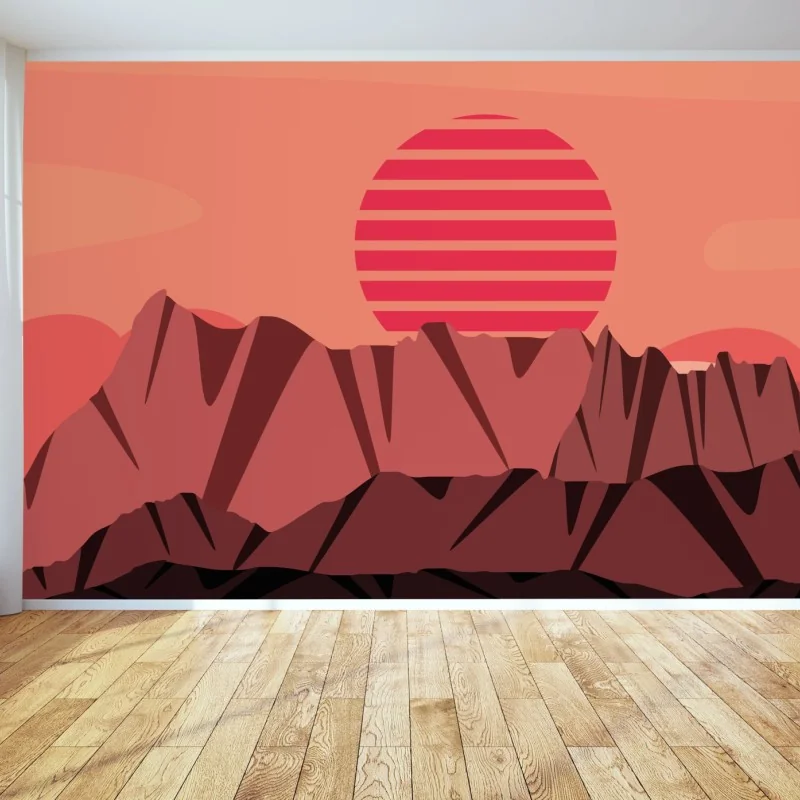 Wall mural sunset peaks panorama