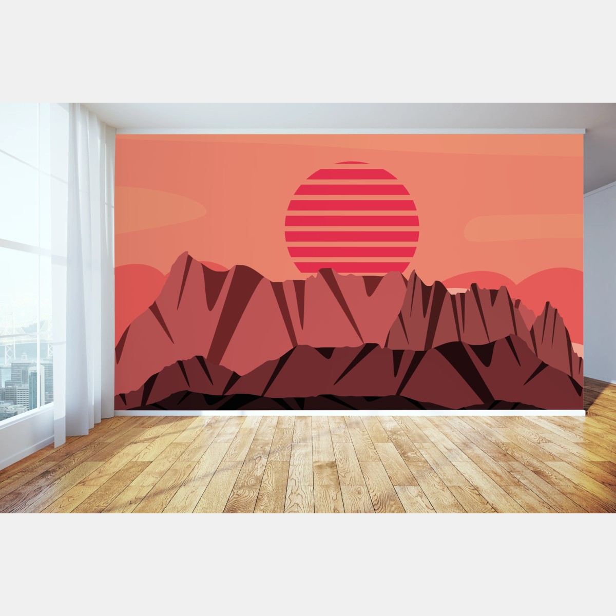 Wall mural sunset peaks panorama • Wallissimo®