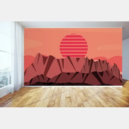 Wall mural sunset peaks panorama • Wallissimo®