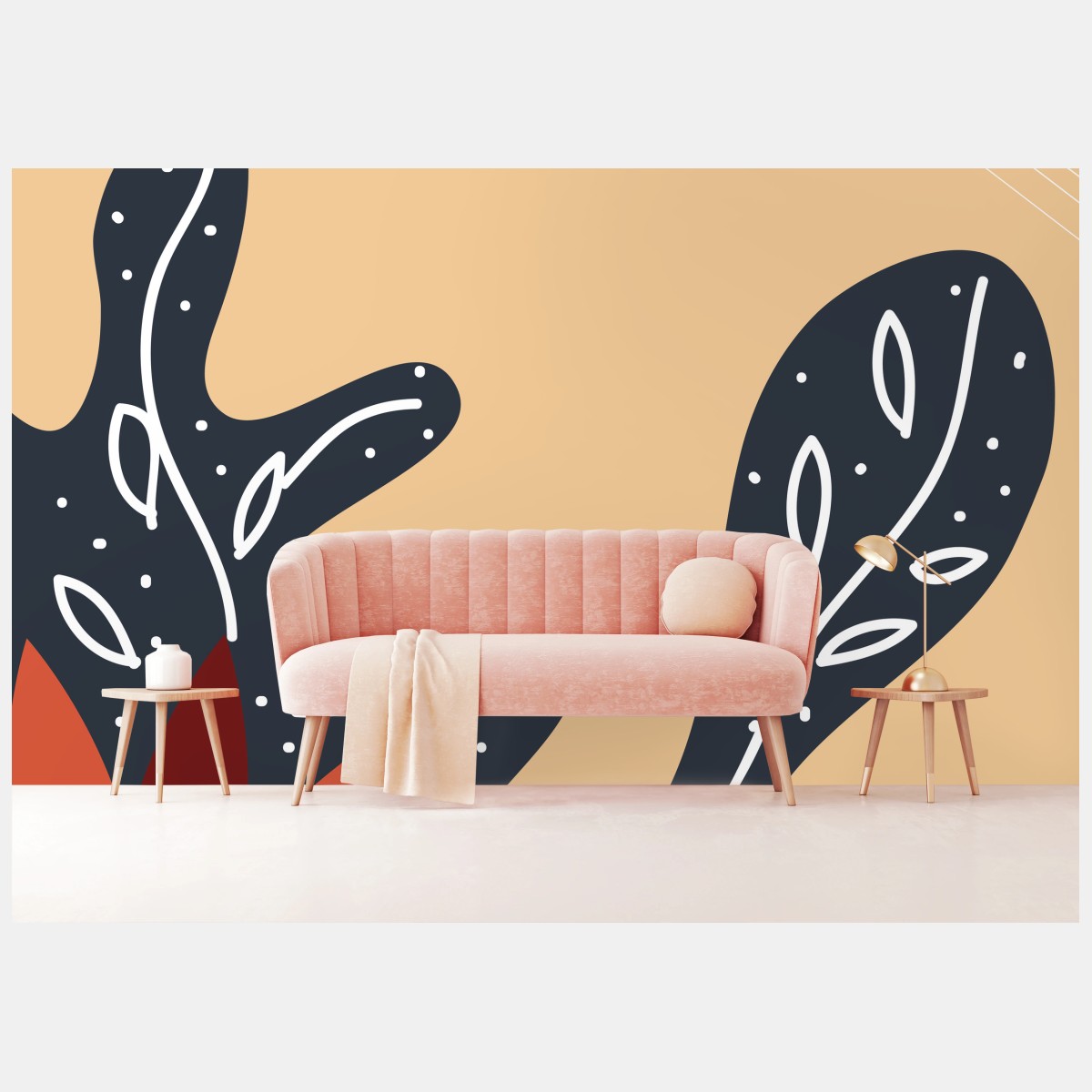 Wall mural abstract floral foliage design • Wallissimo®