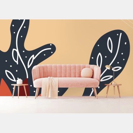 Wall mural abstract floral foliage design • Wallissimo®