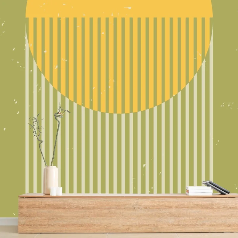 Wall mural golden sun geometric art
