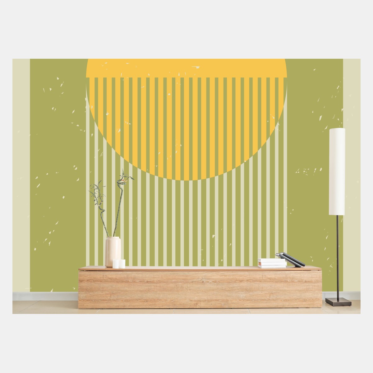 Wall mural golden sun geometric art • Wallissimo®
