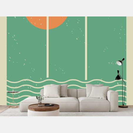 Wall mural sunlit arch over waves • Wallissimo®