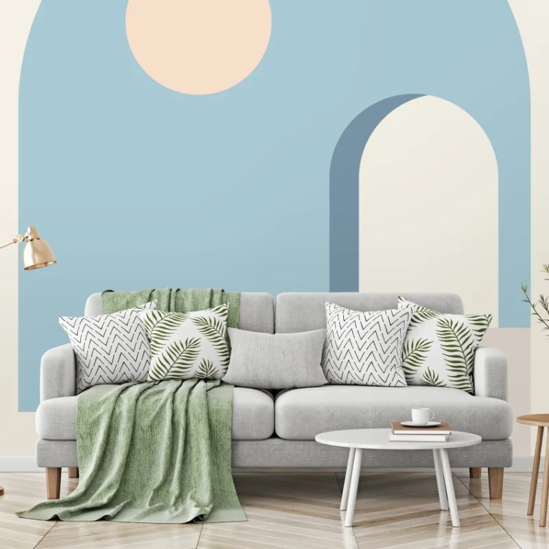 Wall mural pastel geometric arch composition