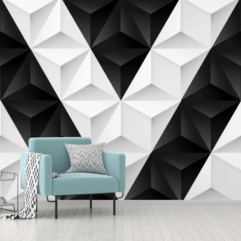 Wall mural monochrome geometric 3d pattern • Wallissimo®