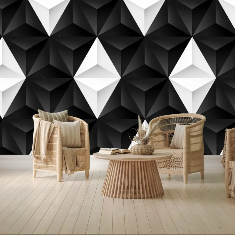 Wall mural geometric monochrome pattern