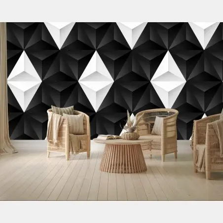 Wall mural geometric monochrome pattern • Wallissimo®
