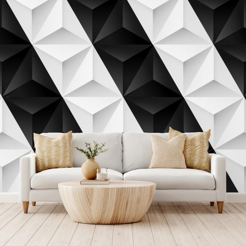 Wall mural monochrome geometric 3d pattern