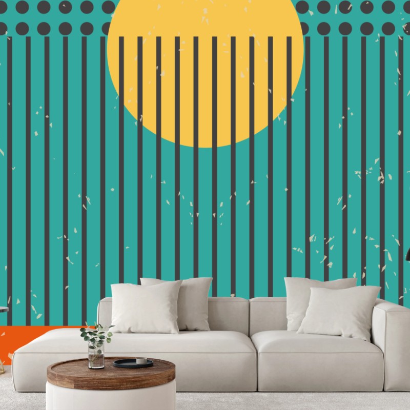 Wall mural retro geometric sunset