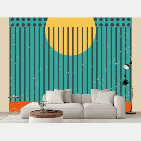 Wall mural retro geometric sunset • Wallissimo®
