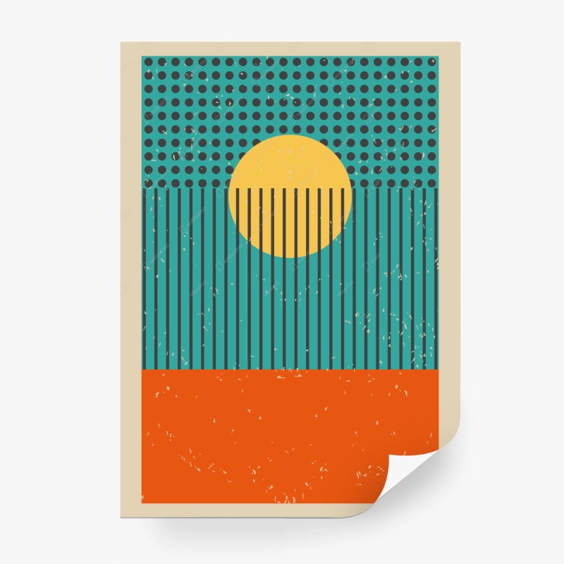Wall mural retro geometric sunset