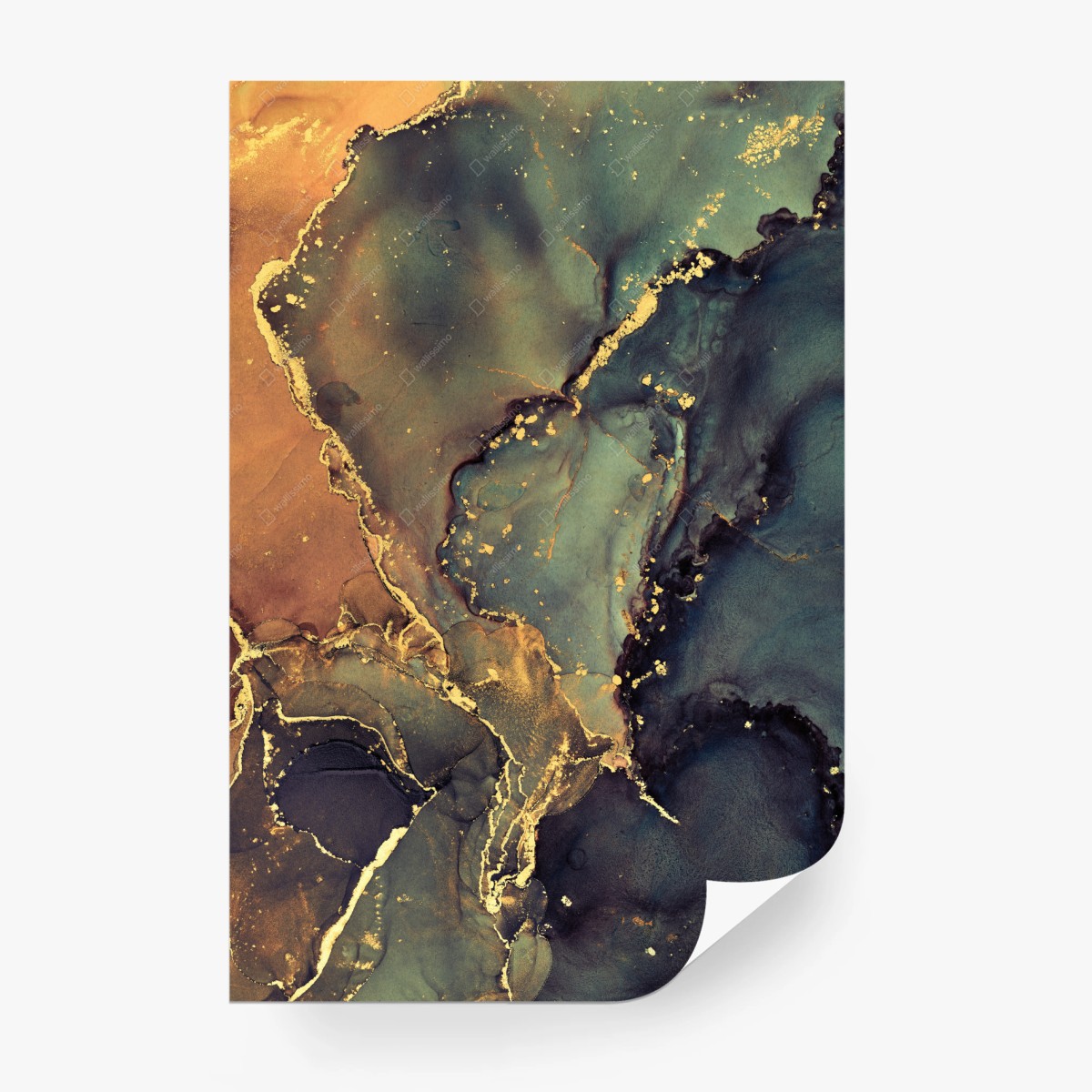 Wall mural turquoise and gold marble abstract • Wallissimo®