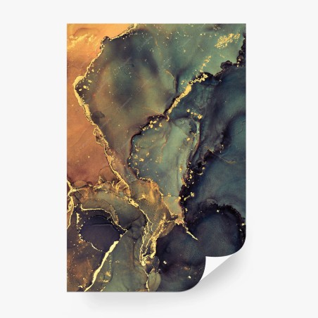 Wall mural turquoise and gold marble abstract • Wallissimo®
