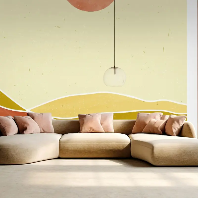 Wall mural minimalist terracotta mountain landscape
