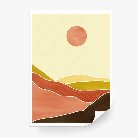 Wall mural minimalist terracotta mountain landscape • Wallissimo®