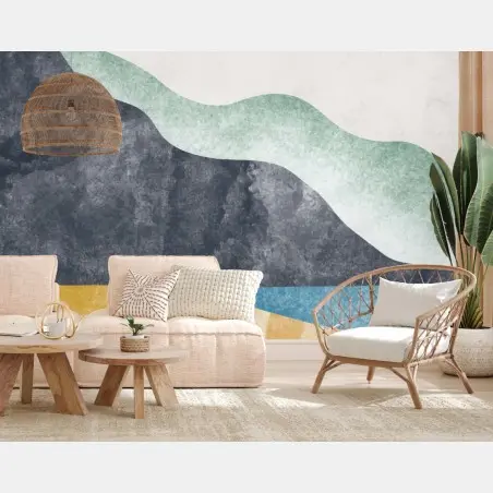 Wall mural abstract coastal mountain landscape • Wallissimo®