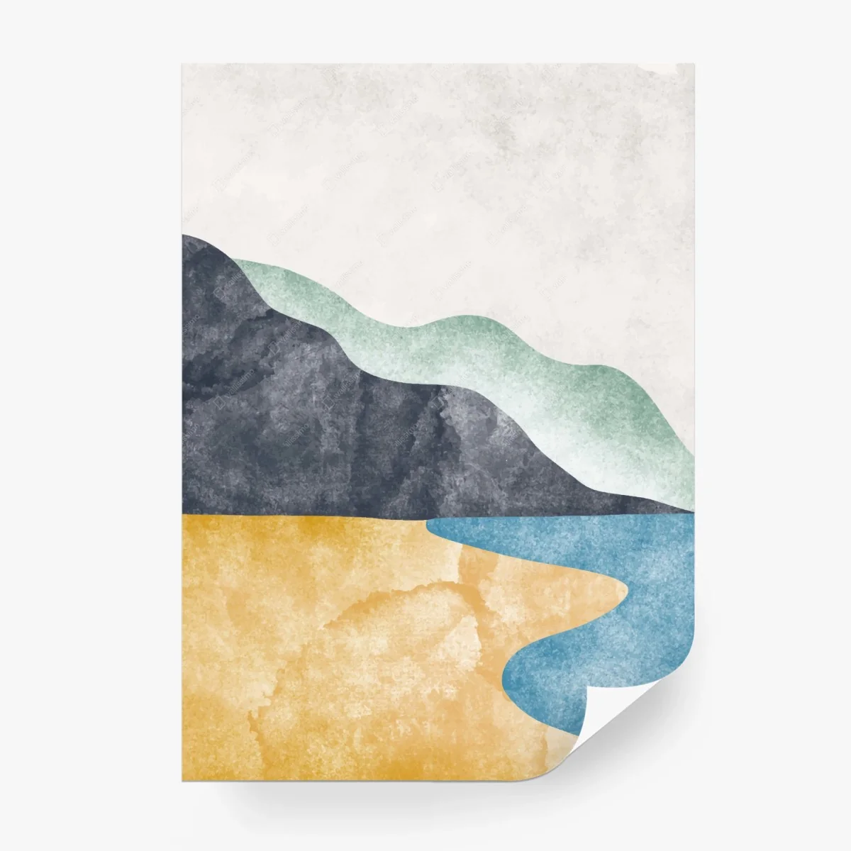 Wall mural abstract coastal mountain landscape • Wallissimo® Wall mural abstract coastal mountain landscape • Wallissimo®
