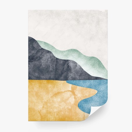 Wall mural abstract coastal mountain landscape • Wallissimo®
