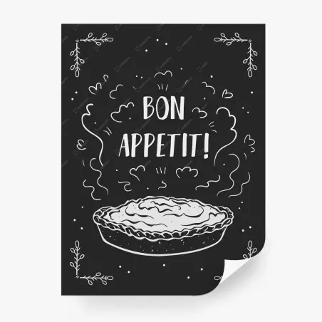 Wall mural bon appetit pie chalkboard design • Wallissimo®