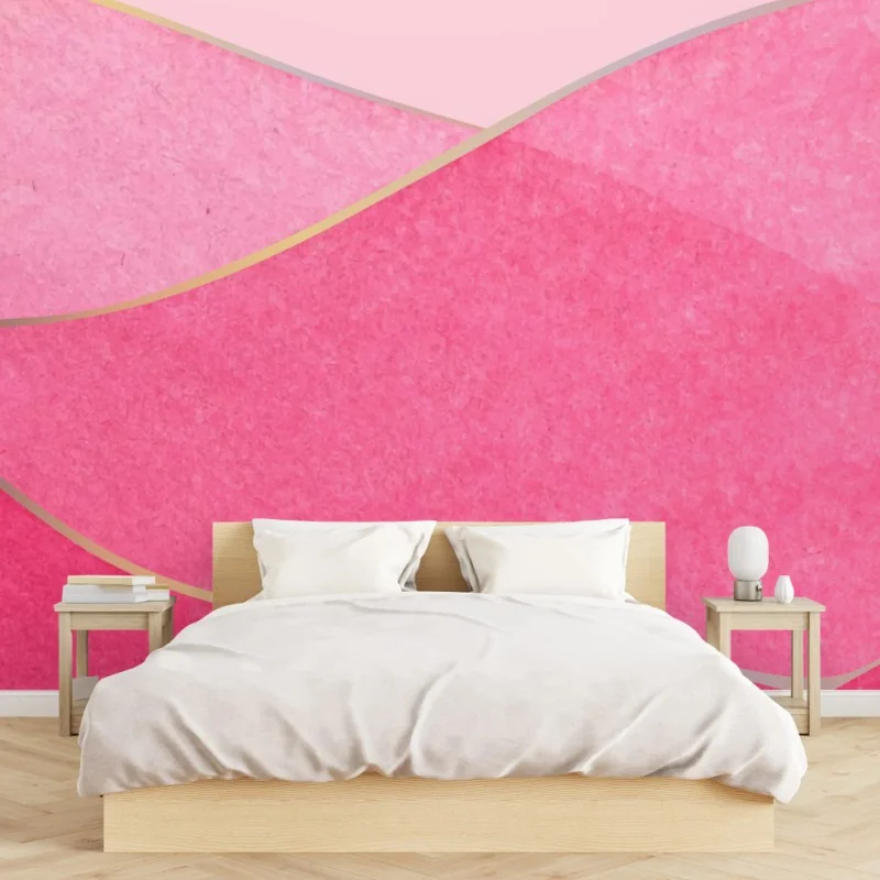 Wall mural soft pink watercolor waves