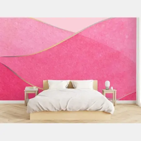 Wall mural soft pink watercolor waves • Wallissimo®