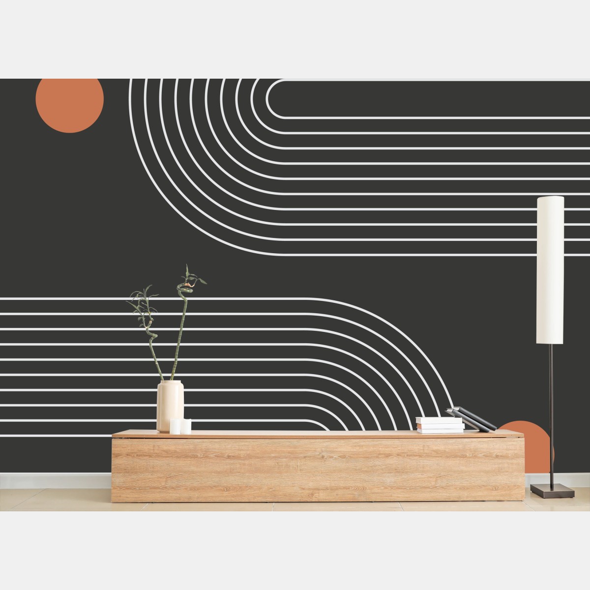 Wall mural minimal geometric line art • Wallissimo®
