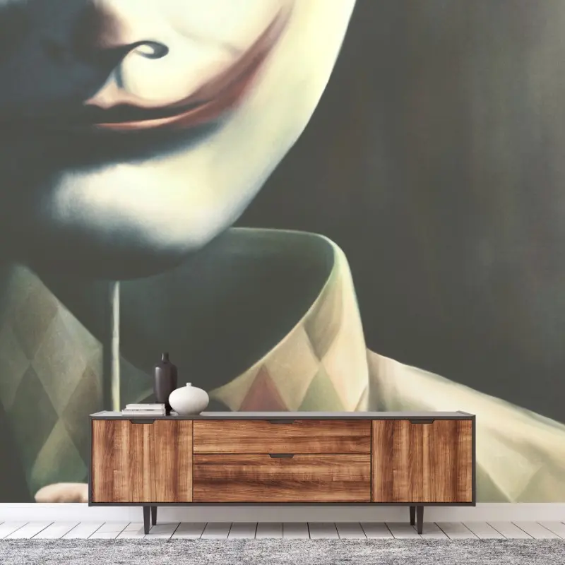 Wall mural mysterious harlequin mask portrait
