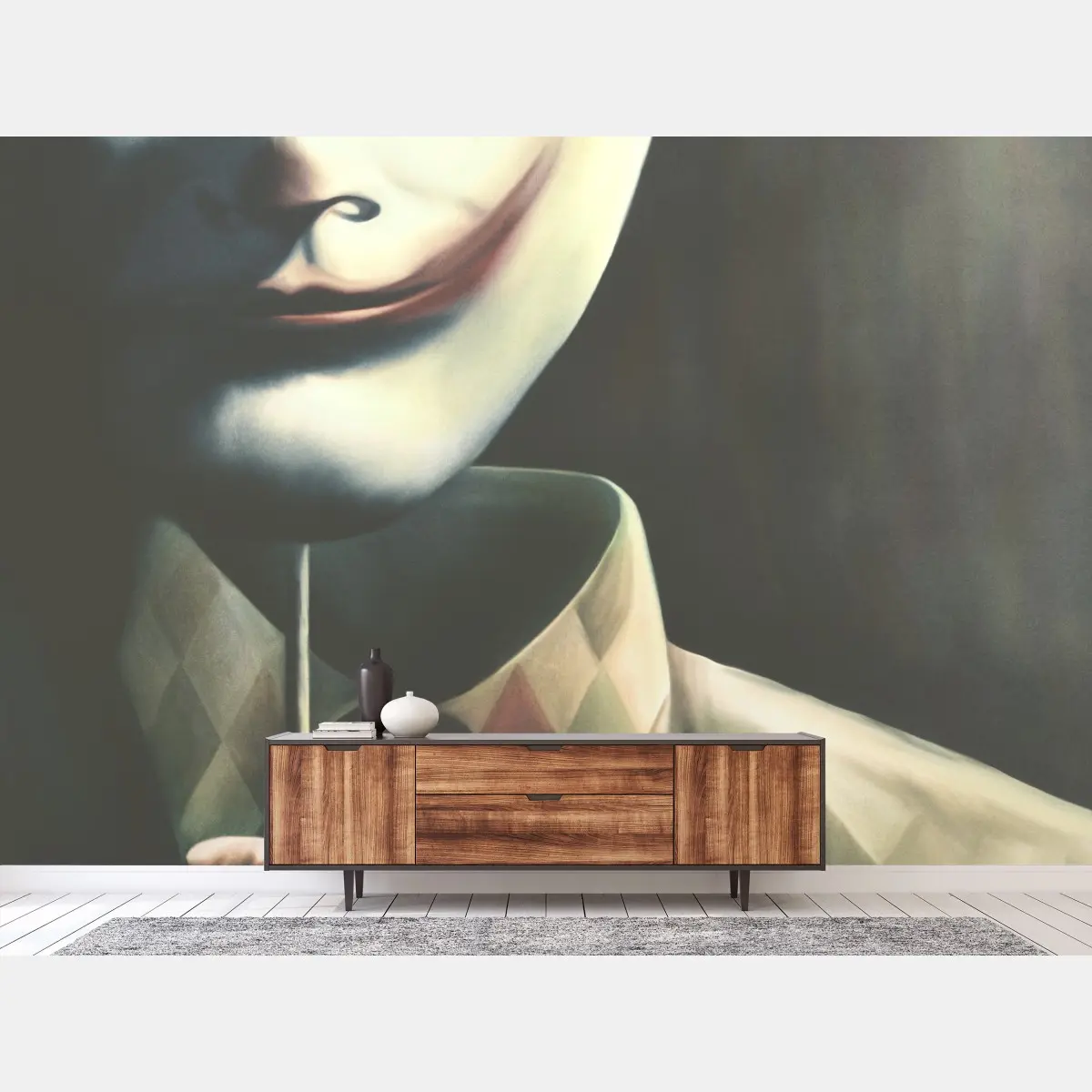 Wall mural mysterious harlequin mask portrait • Wallissimo®