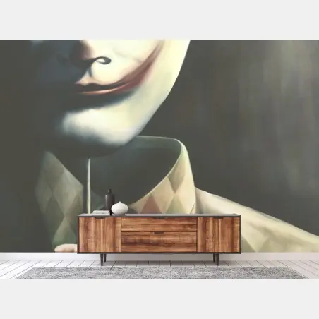 Wall mural mysterious harlequin mask portrait • Wallissimo®