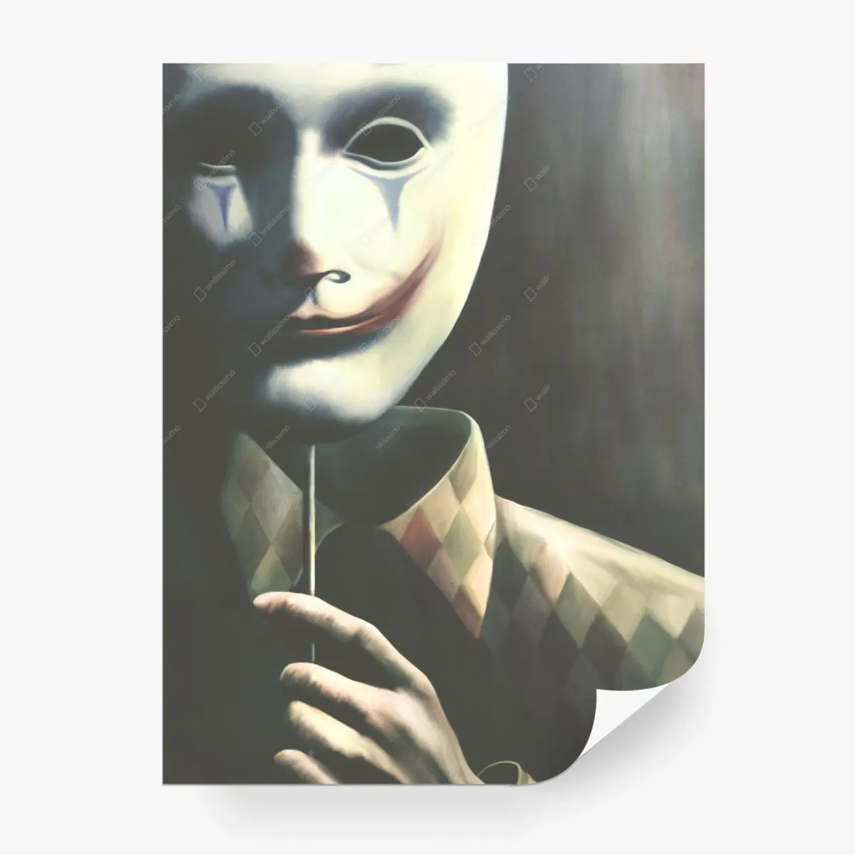 Wall mural mysterious harlequin mask portrait • Wallissimo®