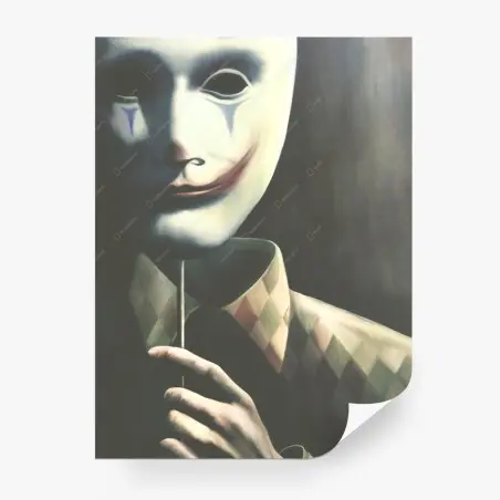 Wall mural mysterious harlequin mask portrait • Wallissimo®