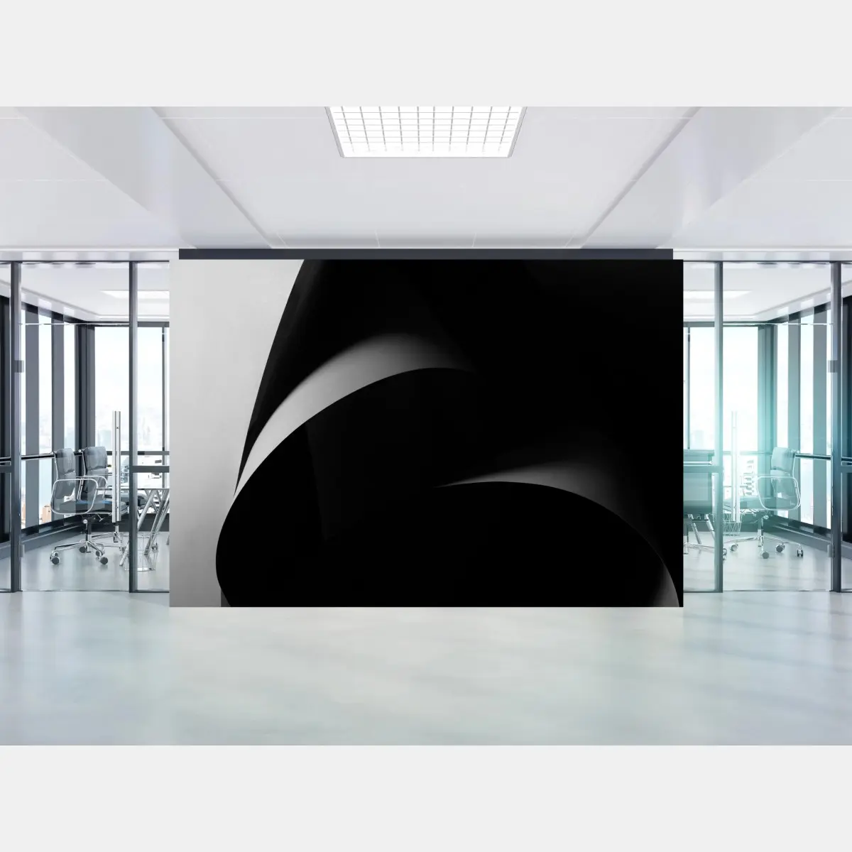 Wall mural abstract black and white paper curves • Wallissimo®
