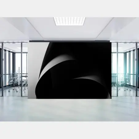 Wall mural abstract black and white paper curves • Wallissimo®