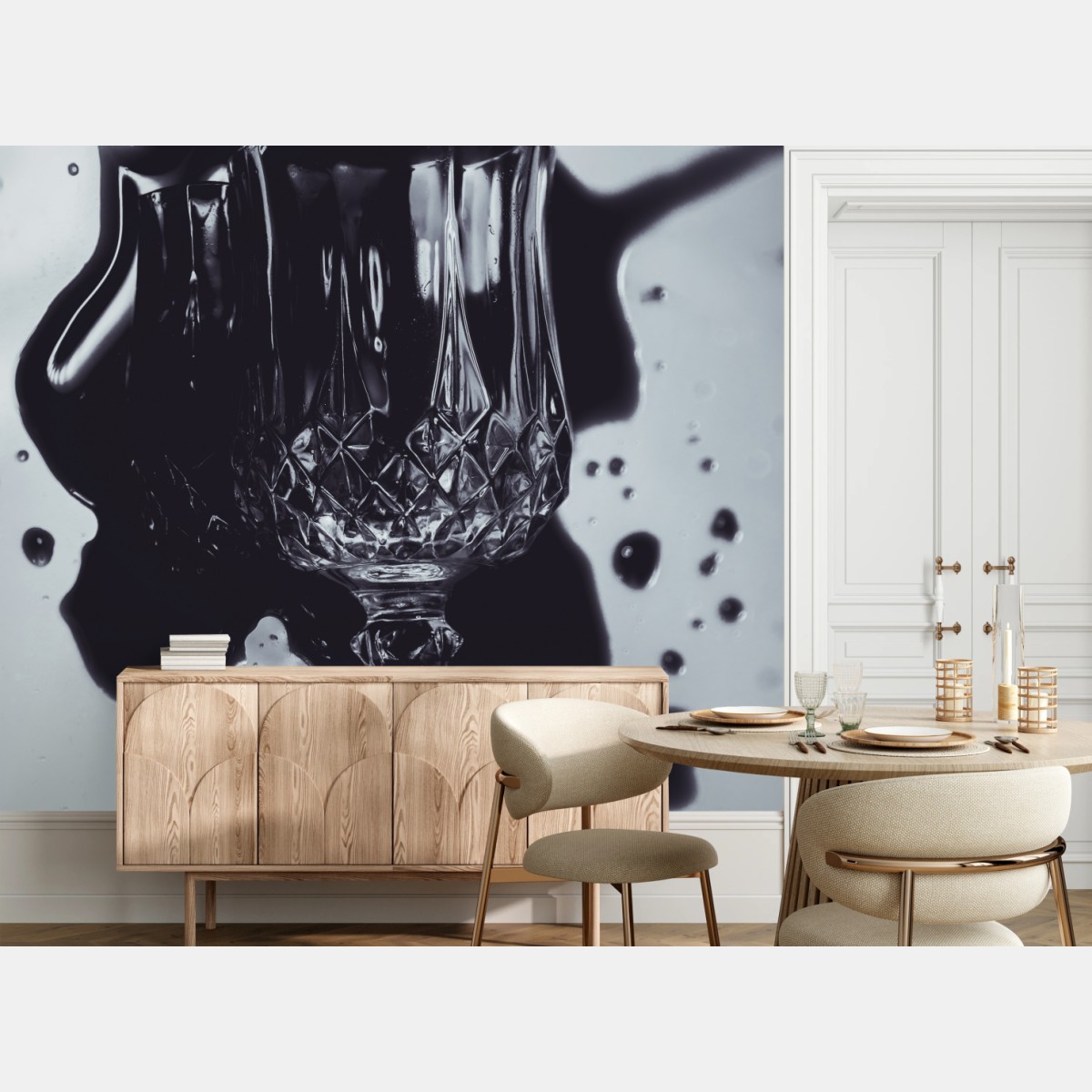 Wall mural crystal wine glass splash art • Wallissimo®