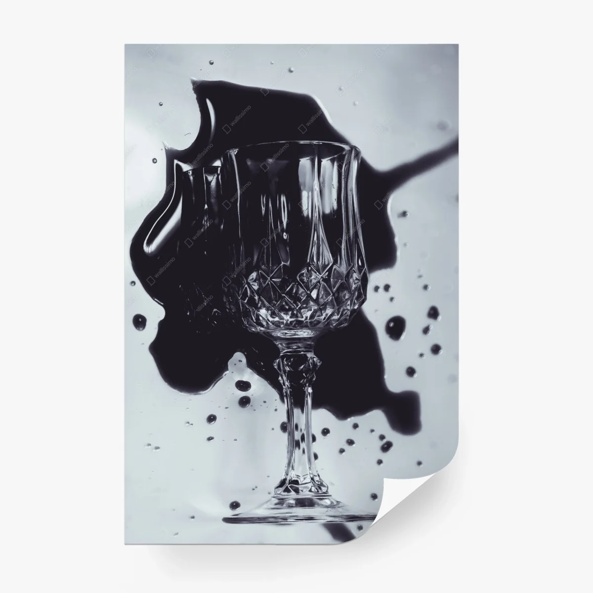 Wall mural crystal wine glass splash art • Wallissimo® Wall mural crystal wine glass splash art • Wallissimo®