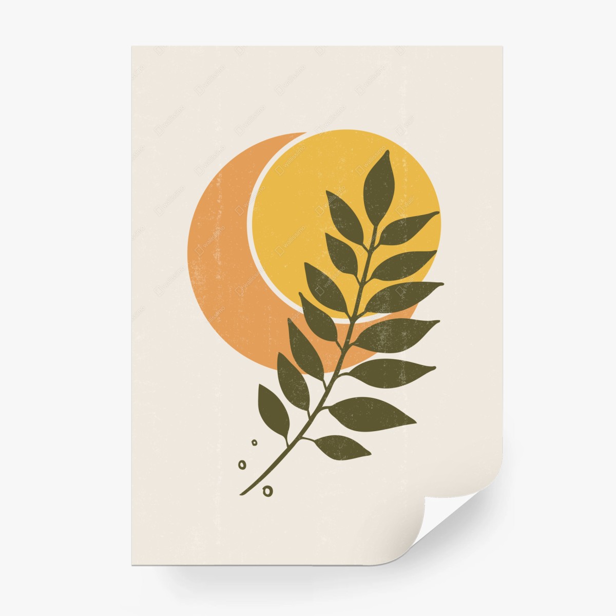 Wall mural boho sun and moon botanical print • Wallissimo®