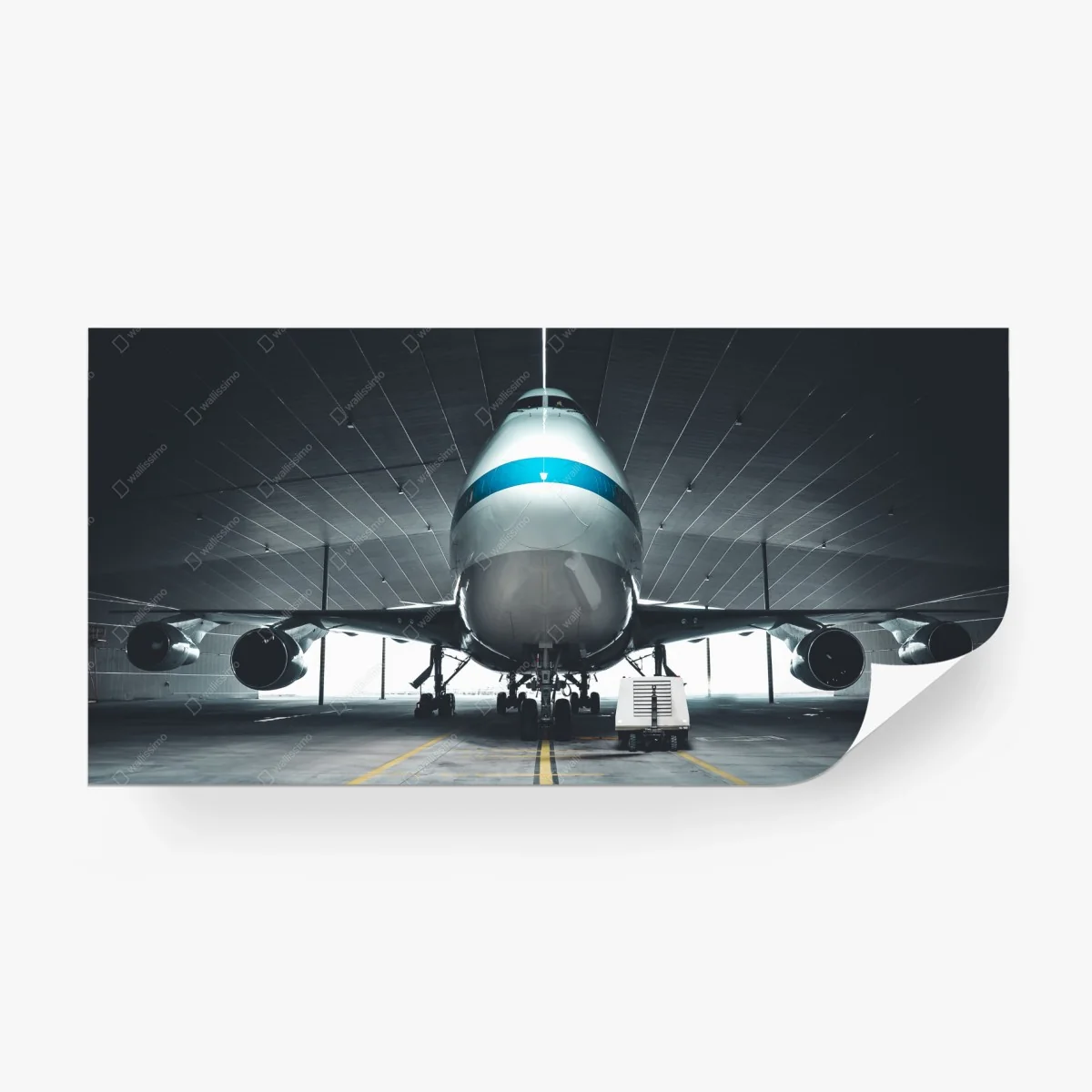 Wall mural front-facing jet in hangar • Wallissimo® Wall mural front-facing jet in hangar • Wallissimo®