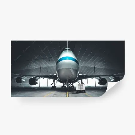 Wall mural front-facing jet in hangar • Wallissimo®