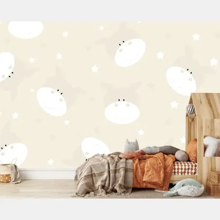 Wall mural pastel cow faces nursery pattern • Wallissimo®