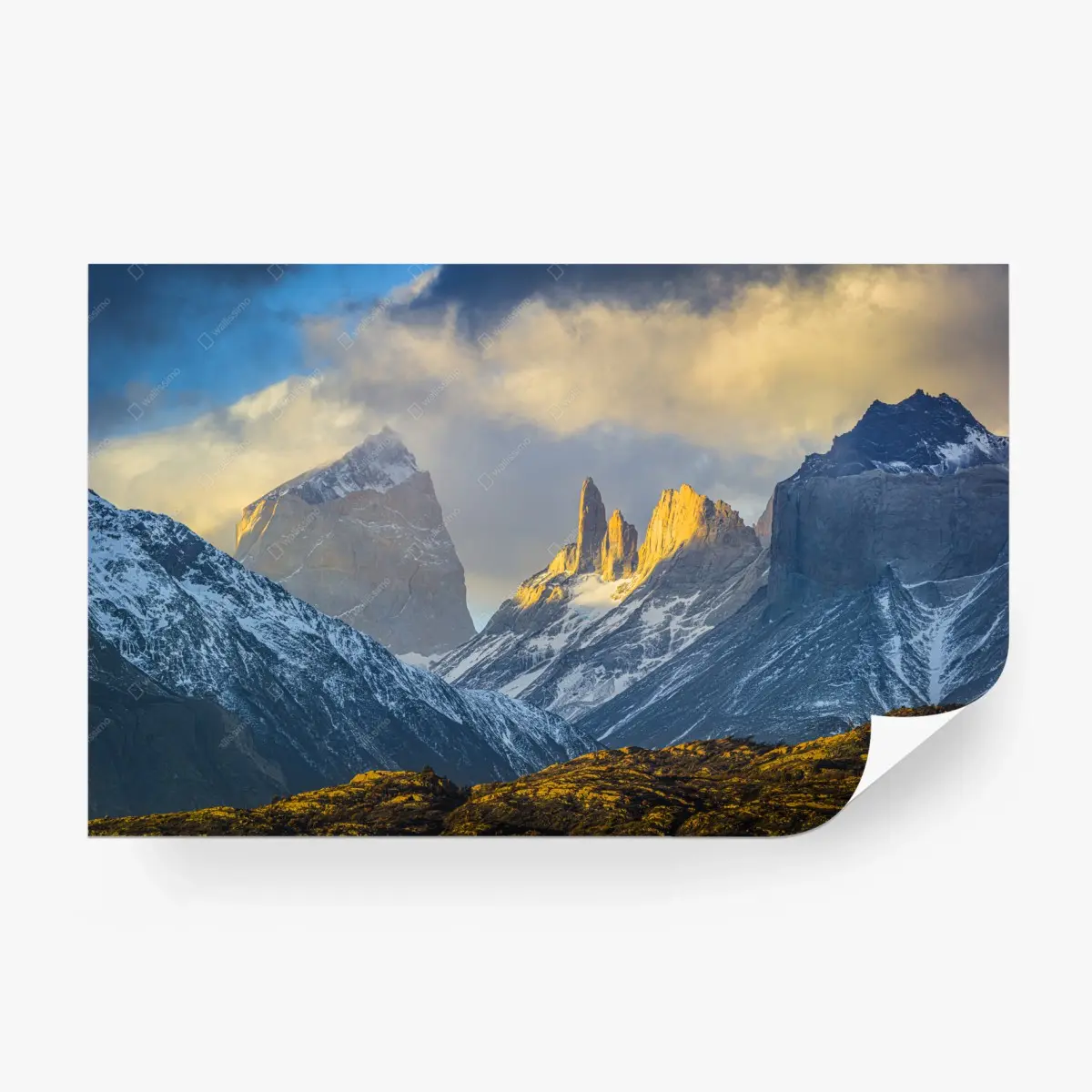 Wall mural golden sunrise over mountain peaks • Wallissimo® Wall mural golden sunrise over mountain peaks • Wallissimo®