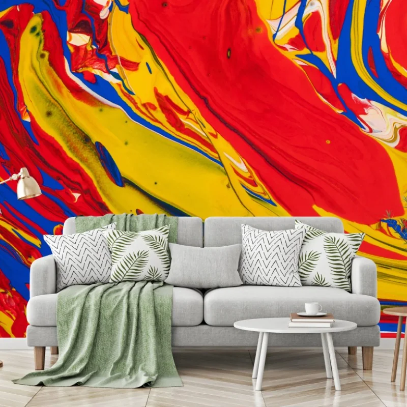 Wall mural vibrant primary colors abstract swirl