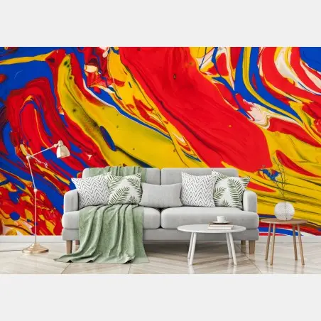 Wall mural vibrant primary colors abstract swirl • Wallissimo®