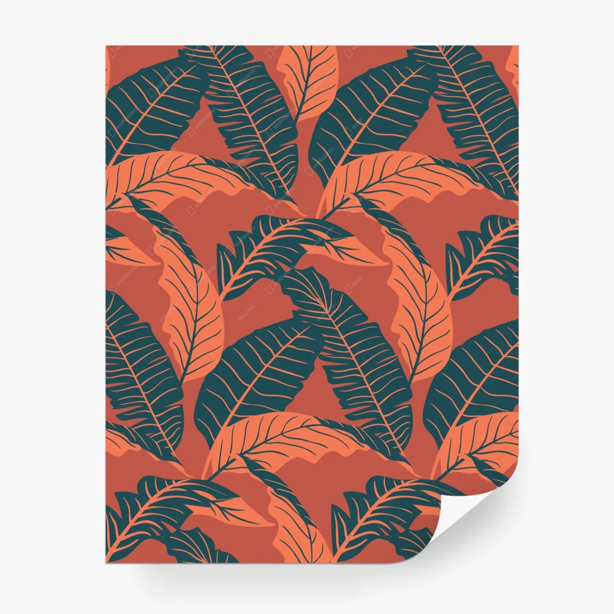 Wall mural tropical leaf pattern in warm tones • Wallissimo®